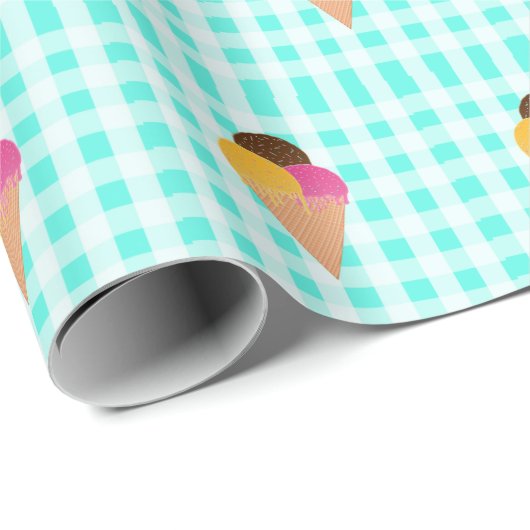 Papier Cadeau cône gaufre crème glacée (Coin rond)