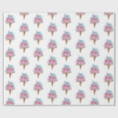 Papier Cadeau Cône rose Sakura crème glacée gaufre (Plat)