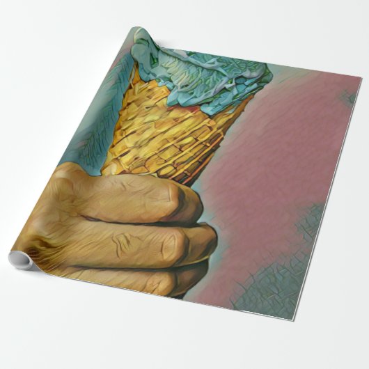 Papier Cadeau cône vintage de crème glacée (Déroulé)