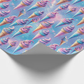 Papier Cadeau Cônes de crème glacée céleste (Coin)