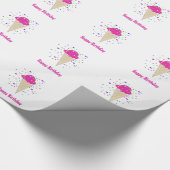 Papier Cadeau Cônes de crème glacée rose (Coin)