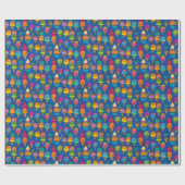 Papier Cadeau Cônes de crème glacée sur bleu (Plat)