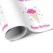Papier Cadeau Cônes de glace rose (Coin rond)