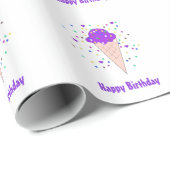 Papier Cadeau Cônes de glace violets (Coin rond)