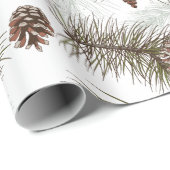 Papier Cadeau Cônes de pin d'automne (Coin rond)