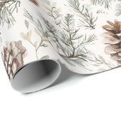 Papier Cadeau Cones de pin de Noël (Coin rond)