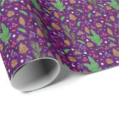 Papier Cadeau Cones de pin de Noël : Festive sans mer (Coin rond)