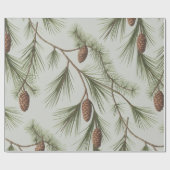 Papier Cadeau Cônes de pin et branches de Noël tendance (Plat)