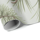 Papier Cadeau Cônes de pin et branches de Noël tendance (Coin rond)
