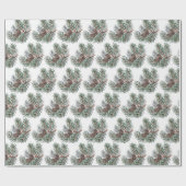 Papier Cadeau Cônes de pin et branches de Noël tendance (Plat)