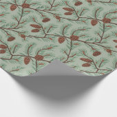 Papier Cadeau Cônes de pin et branches de Noël tendance (Coin)