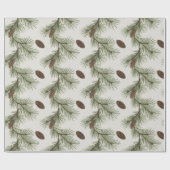Papier Cadeau Cônes de pin et branches de Noël tendance (Plat)