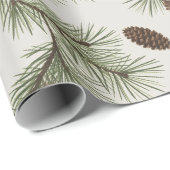 Papier Cadeau Cônes de pin et branches de Noël tendance (Coin rond)