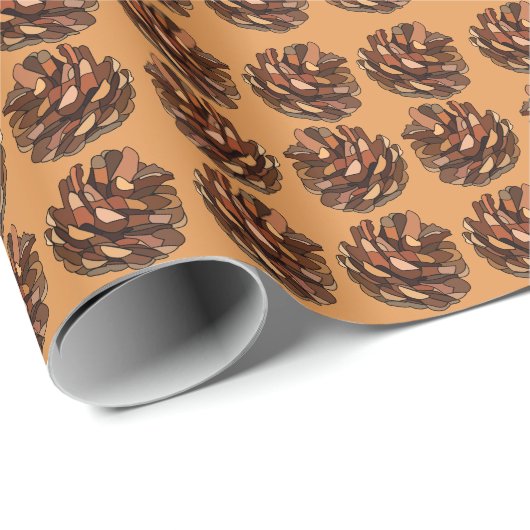 Papier Cadeau Cônes de pin Nature Rustique (Coin rond)