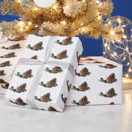 Papier Cadeau Cônes de pin Noël  (Vacances)