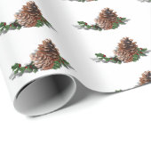 Papier Cadeau Cônes de pin Noël  (Coin rond)