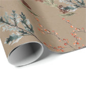 Papier Cadeau Cones et baies d'épinette d'hiver rustiques Kraft  (Coin rond)