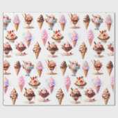 Papier Cadeau Cônes et dimanches de crème glacée (Plat)