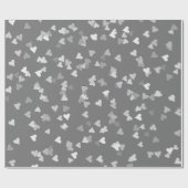 Papier cadeau confetti coeurs argentés (Plat)