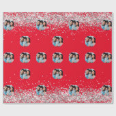 Papier Cadeau confetti de la photo en argent rouge de Noël (Plat)