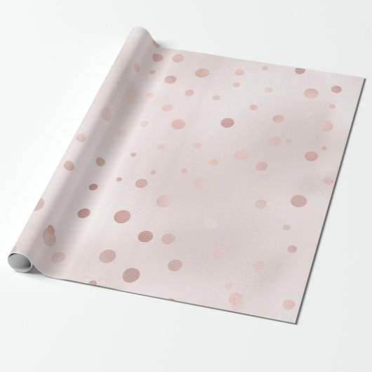 Papier Cadeau Confetti en or rose et en blanc (Déroulé)