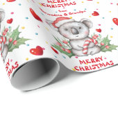 Papier Cadeau Confetti Heart Koala Grandkids Noël (Coin rond)