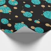 Papier Cadeau Confetti Point Bleu Sarcelle et Or (Coin)