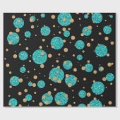 Papier Cadeau Confetti Point Bleu Sarcelle et Or (Plat)