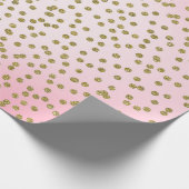 Papier Cadeau Confettis à paillettes rose et or Points tendance  (Coin)