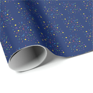 Papier Cadeau Confettis bleus pour l'anniversaire d'un enfant