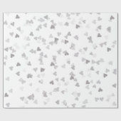 Papier Cadeau Confettis Cœurs Argentés Élégants (Plat)