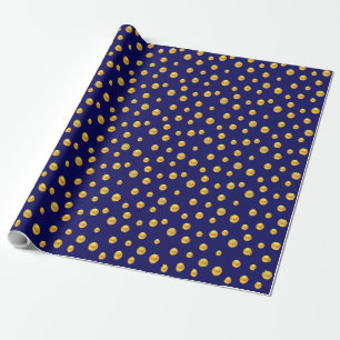 Papier Cadeau Confettis dorés élégants sur fond bleu marine