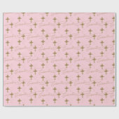 Papier Cadeau Confirmation du script croix or rose (Plat)