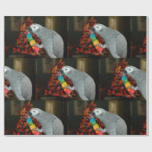 Papier Cadeau Congo African Grey Parrot Joyeux sapin de Noël (Plat)