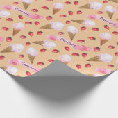 Papier Cadeau Conne de crème glacée de fraise Brown Kraft (Coin)