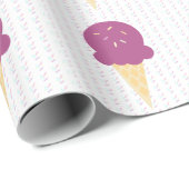 Papier Cadeau Conne de crème glacée violette arrose les points é (Coin rond)