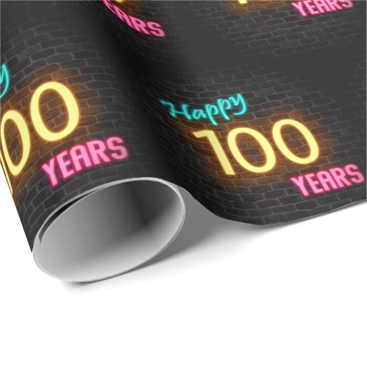 Papier Cadeau Connexion Neon Brick pour 100e anniversaire (Coin rond)