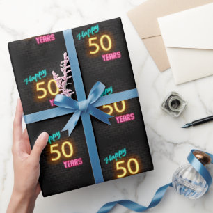 Papier Cadeau Connexion Neon en brique pour 50e anniversaire