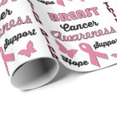 Papier Cadeau Conscience de cancer du sein (Coin rond)