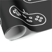 Papier Cadeau Console Noir Blanc Retro Simple Elegant (Coin rond)