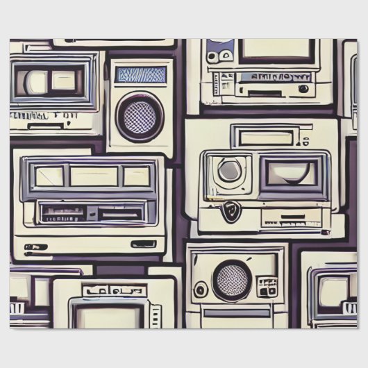 Papier Cadeau Consoles de jeu rétro (Plat)