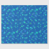 Papier Cadeau Constellation Abstraite d'étoiles, Bleu de Cobalt (Plat)