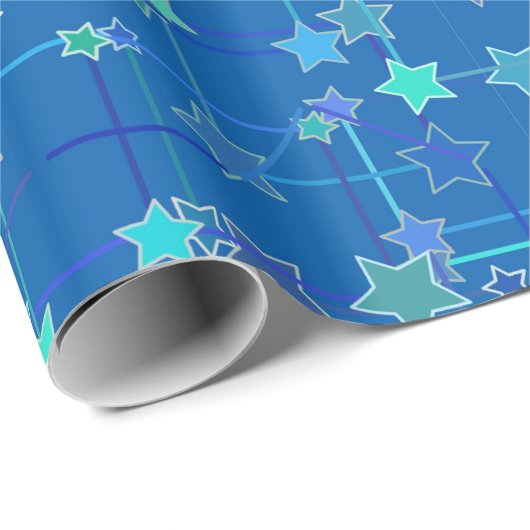 Papier Cadeau Constellation Abstraite d'étoiles, Bleu de Cobalt (Coin rond)