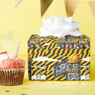 Papier Cadeau Construction 1ère fête d'anniversaire