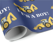 Papier Cadeau Construction Backhoe C'est un papier d'enveloppeme (Coin rond)