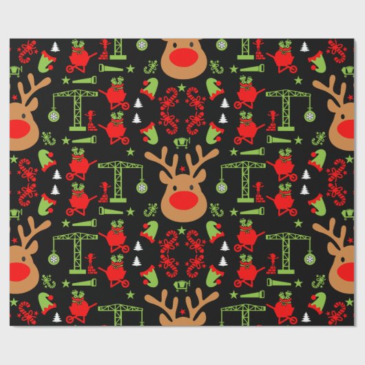 Papier Cadeau Construction de bâtiments Noël (Plat)