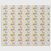 Papier Cadeau Construction de Digger Jaune Thème Petits Enfants (Plat)