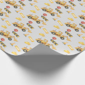 Papier Cadeau Construction de Digger Jaune Thème Petits Enfants (Coin)