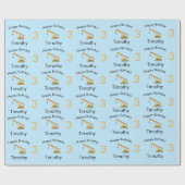 Papier Cadeau Construction de grue Camion Nom et âge personnalis (Plat)