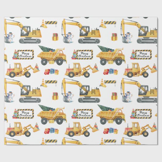 Papier Cadeau Construction Theme Christmas Wrapping Paper (Plat)